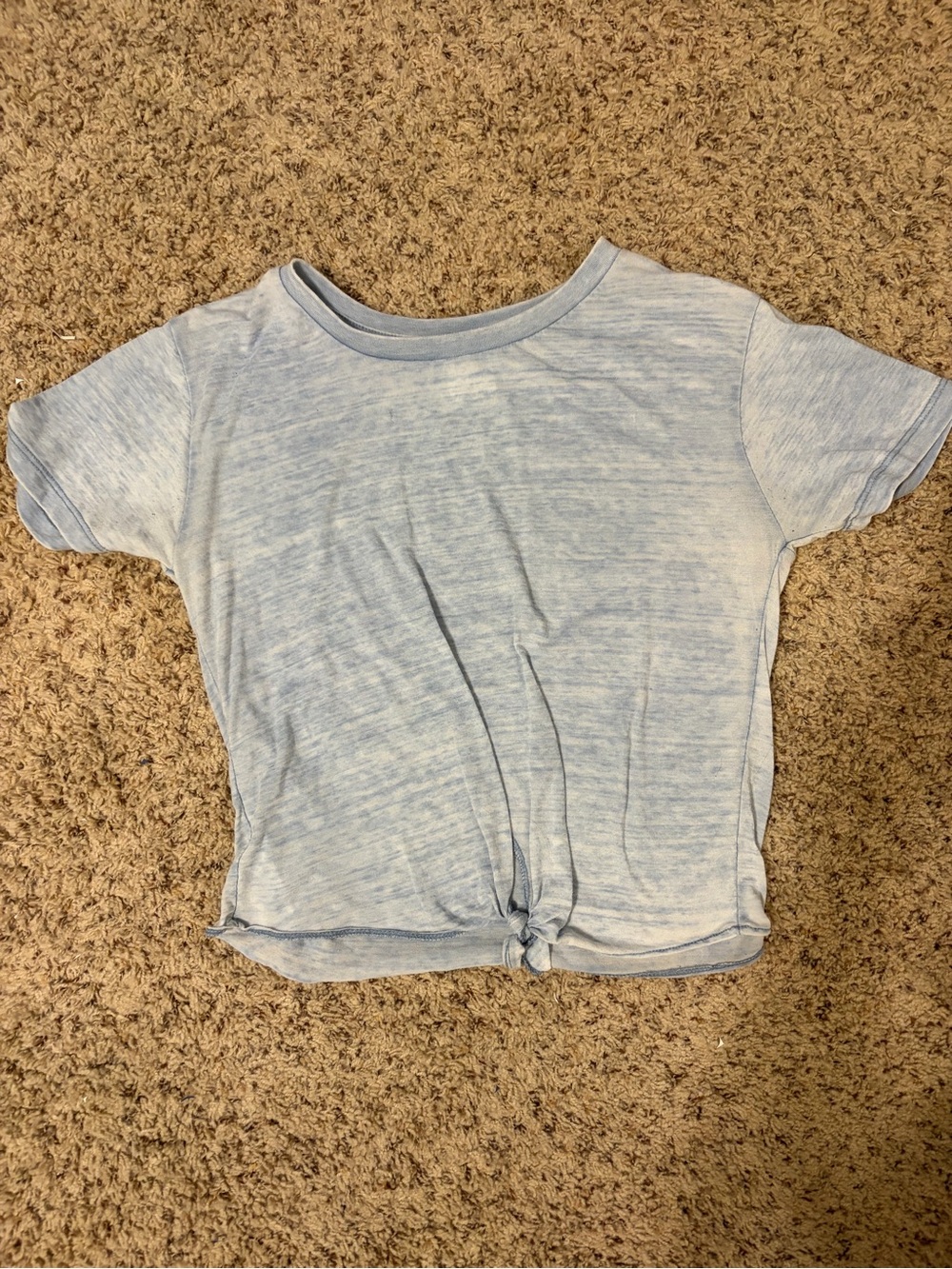 Light Blue Short Sleeve Tie-Front Crop Top